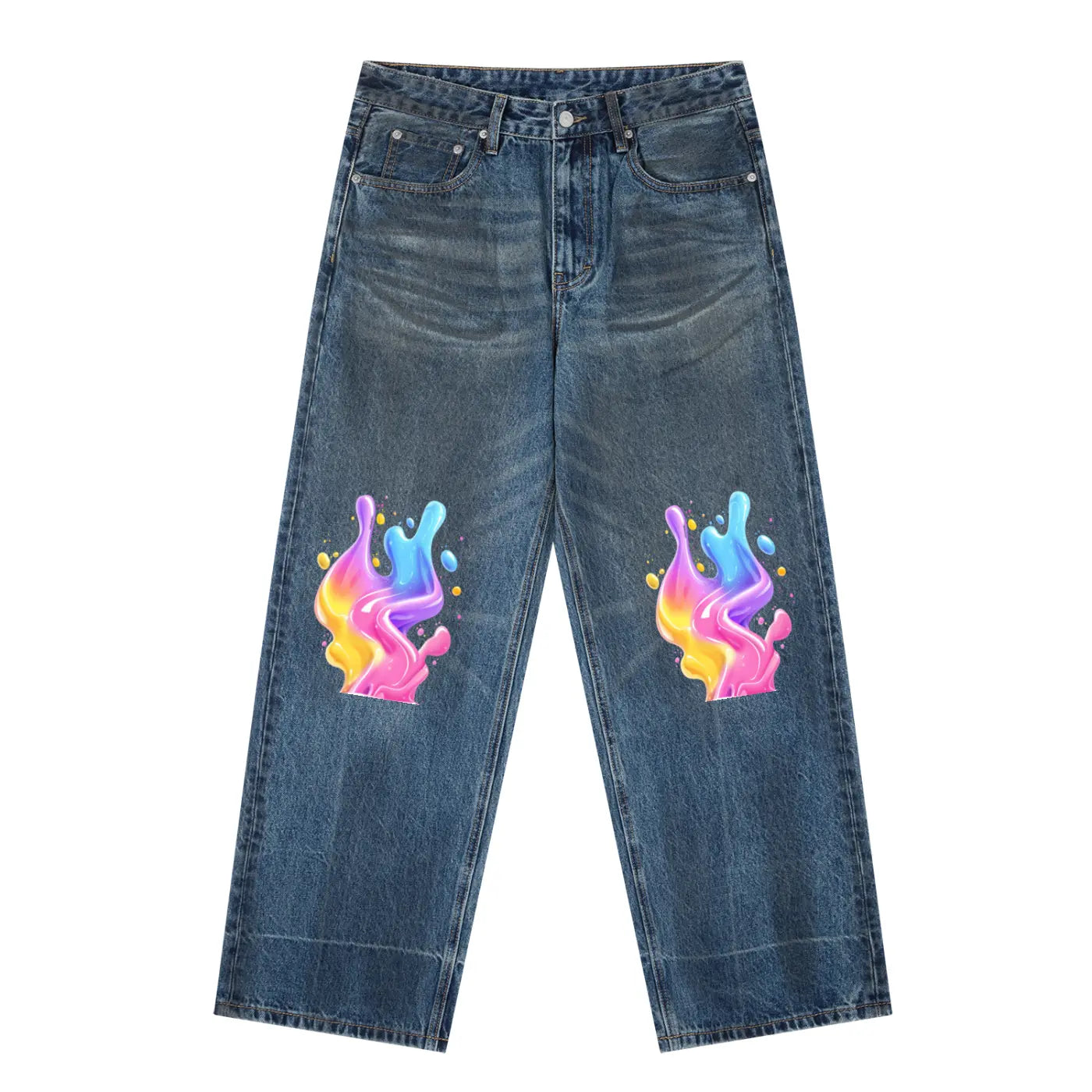 Unisex Baggy Denim Jeans | Psychedelic Liquid