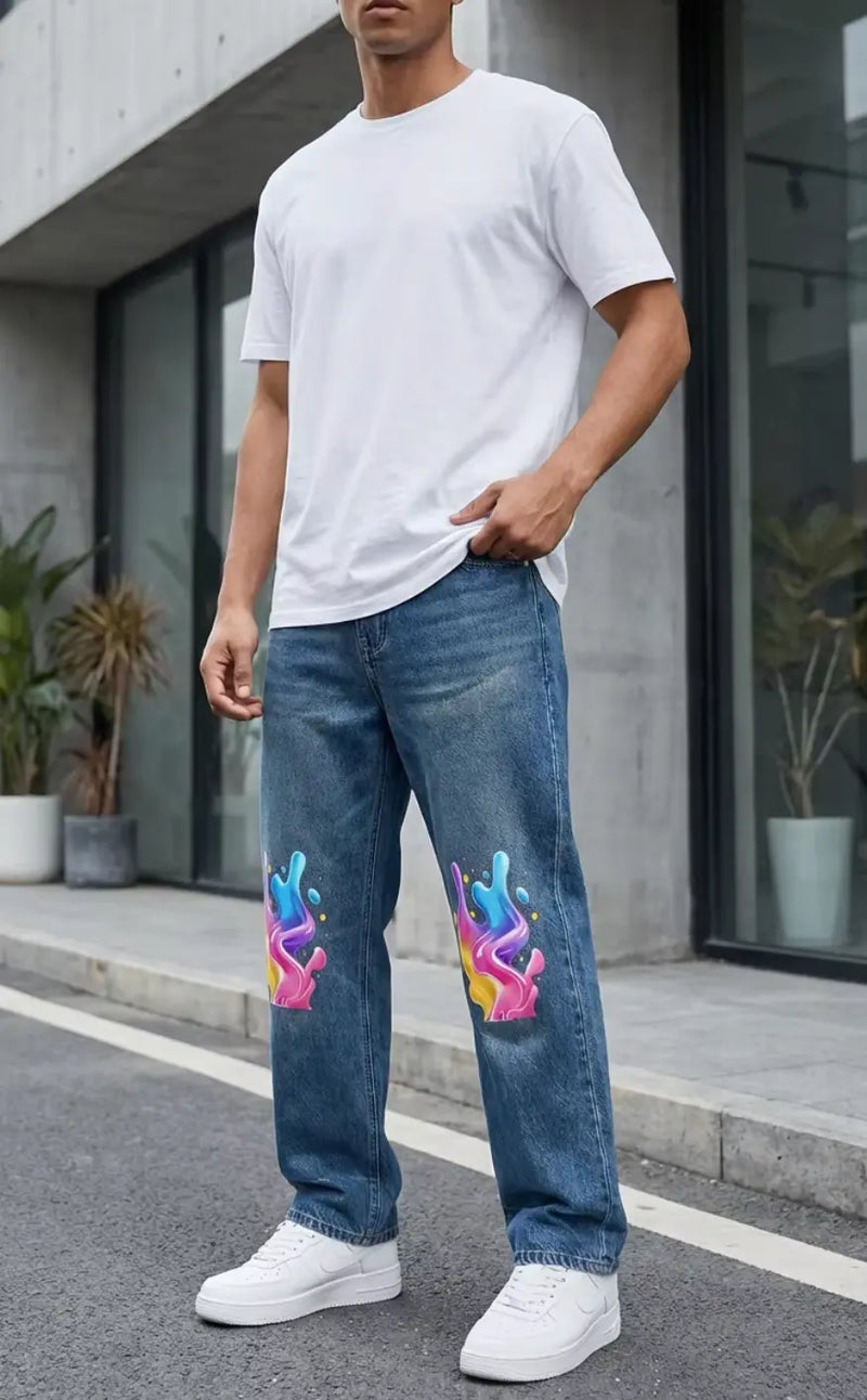Unisex Baggy Denim Jeans | Psychedelic Liquid