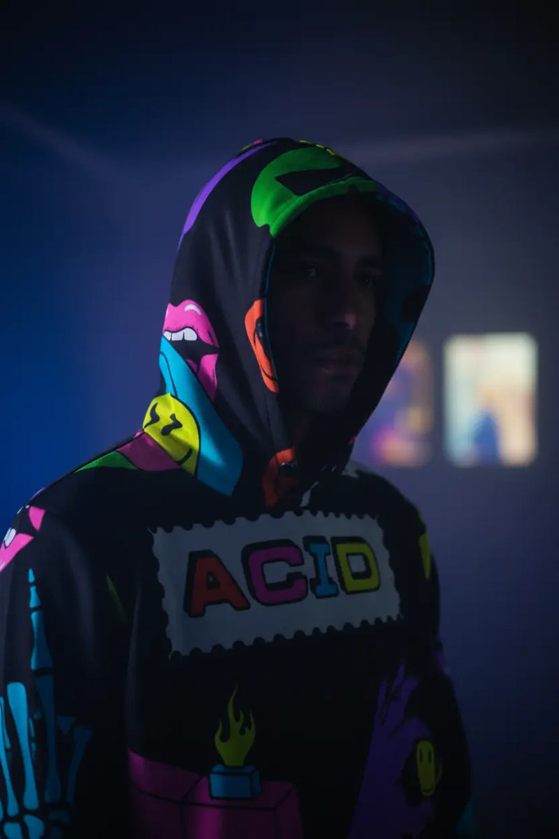 Acid Trip Hoodie - hood up detail